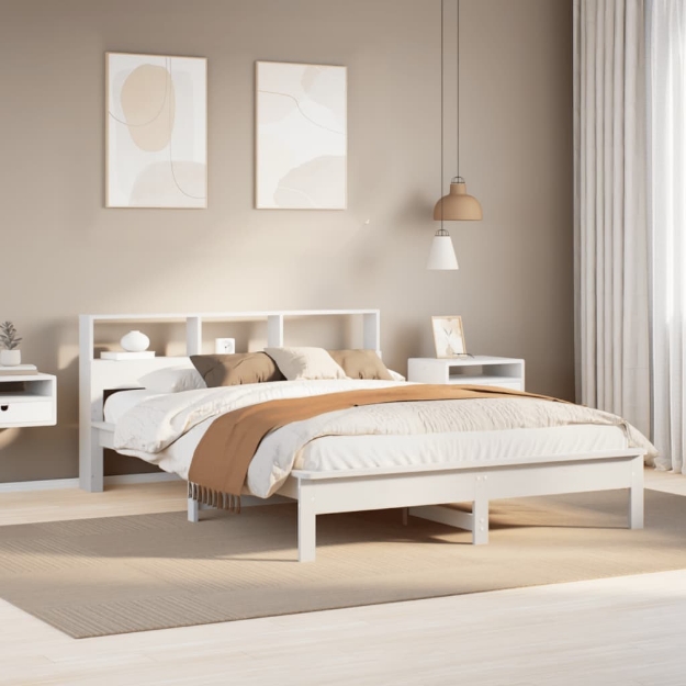 Letto senza Materasso Bianco 135x190 cm Legno Massello di Pino