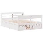 Letto senza Materasso Bianco 135x190 cm Legno Massello di Pino