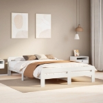 Letto senza Materasso Bianco 140x190 cm Legno Massello di Pino