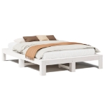 Letto senza Materasso Bianco 140x190 cm Legno Massello di Pino