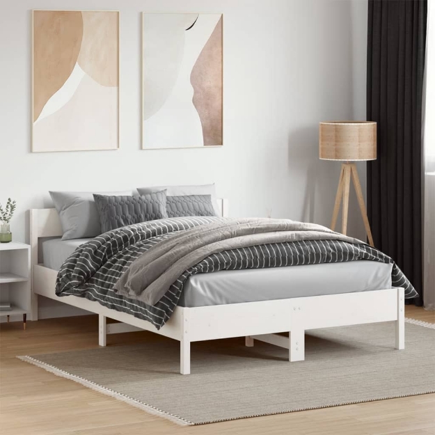 Letto senza Materasso Bianco 140x190 cm Legno Massello di Pino