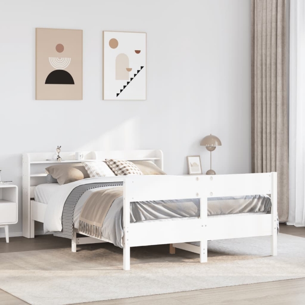 Letto senza Materasso Bianco 140x190 cm Legno Massello di Pino