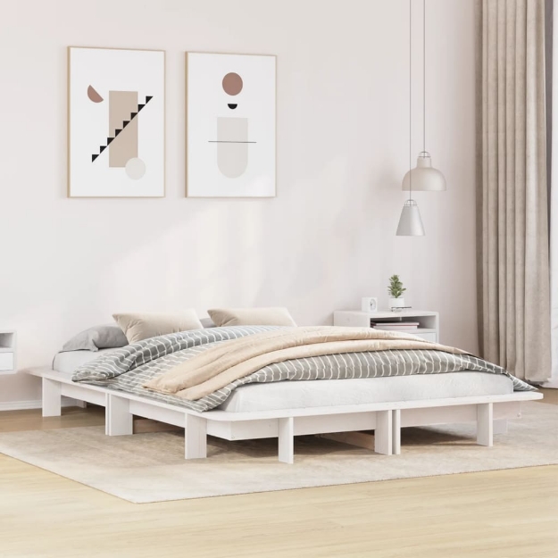 Letto senza Materasso Bianco 140x200 cm Legno Massello di Pino