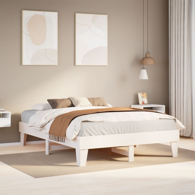 Letto senza Materasso Bianco 140x200 cm Legno Massello di Pino