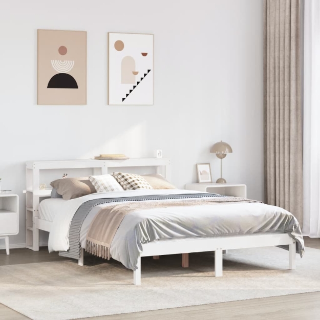 Letto senza Materasso Bianco 150x200 cm Legno Massello di Pino