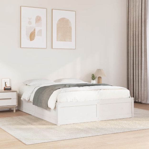 Letto senza Materasso Bianco 150x200 cm Legno Massello di Pino