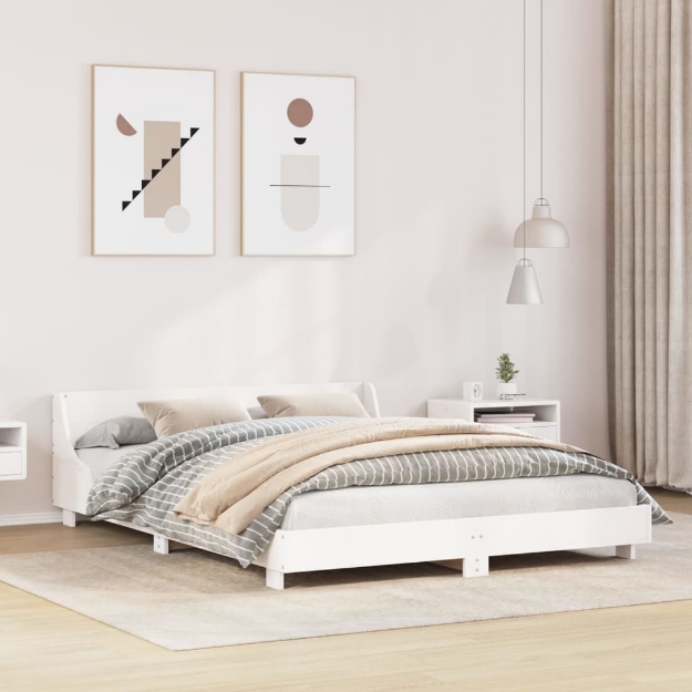 Letto senza Materasso Bianco 150x200 cm Legno Massello di Pino