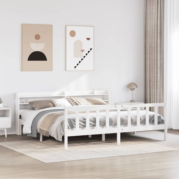 Letto senza Materasso Bianco 180x200 cm Legno Massello di Pino