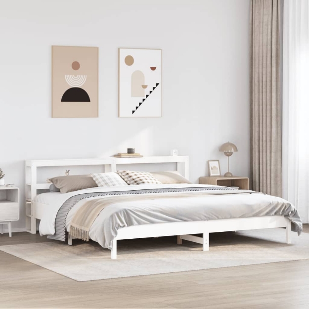 Letto senza Materasso Bianco 180x200 cm Legno Massello di Pino