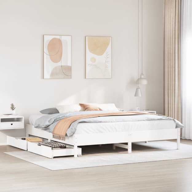 Letto senza Materasso Bianco 180x200 cm Legno Massello di Pino