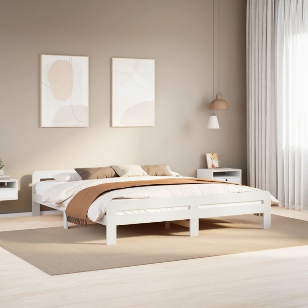 Letto senza Materasso Bianco 180x200 cm Legno Massello di Pino