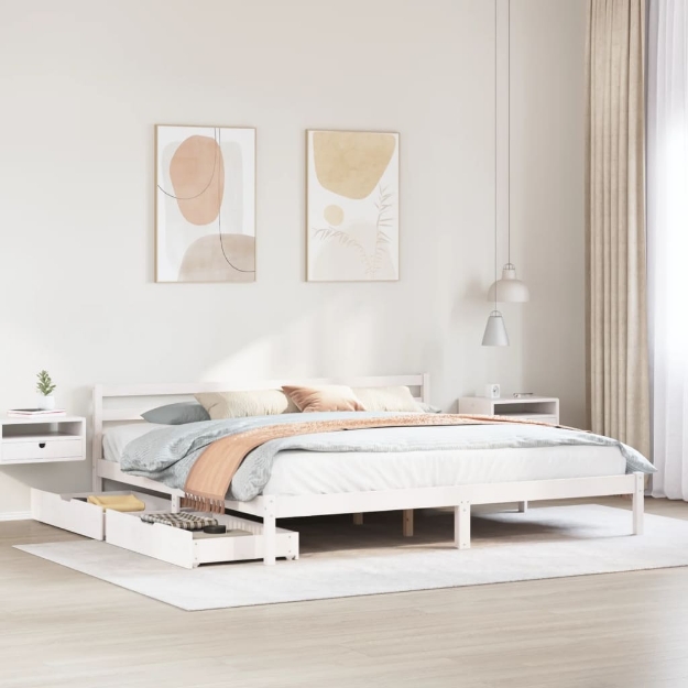 Letto senza Materasso Bianco 180x200 cm Legno Massello di Pino