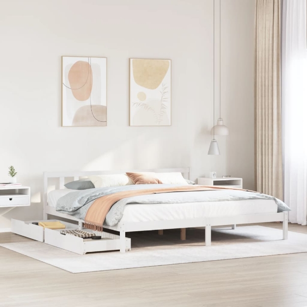 Letto senza Materasso Bianco 180x200 cm Legno Massello di Pino