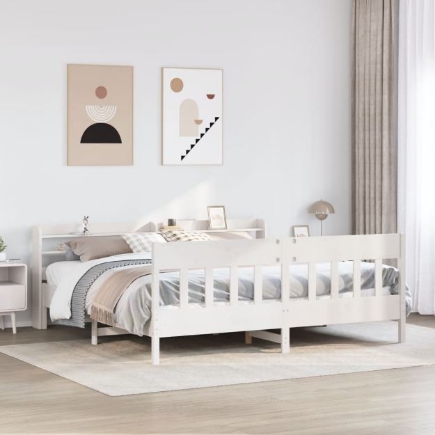 Letto senza Materasso Bianco 180x200 cm Legno Massello di Pino