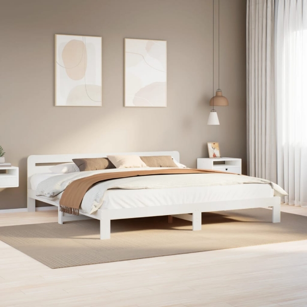 Letto senza Materasso Bianco 180x200 cm Legno Massello di Pino