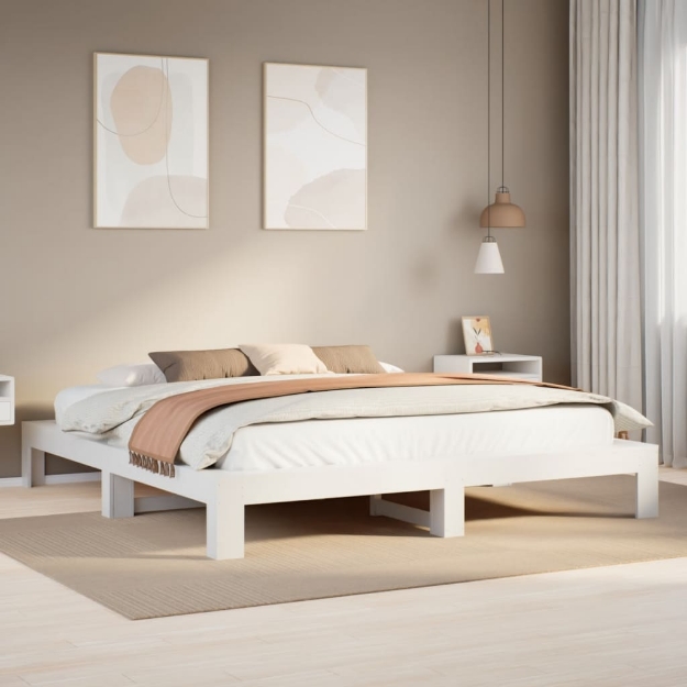 Letto senza Materasso Bianco 180x200 cm Legno Massello di Pino