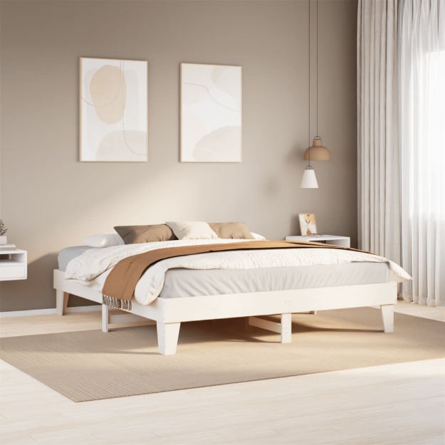 Letto senza Materasso Bianco 180x200 cm Legno Massello di Pino