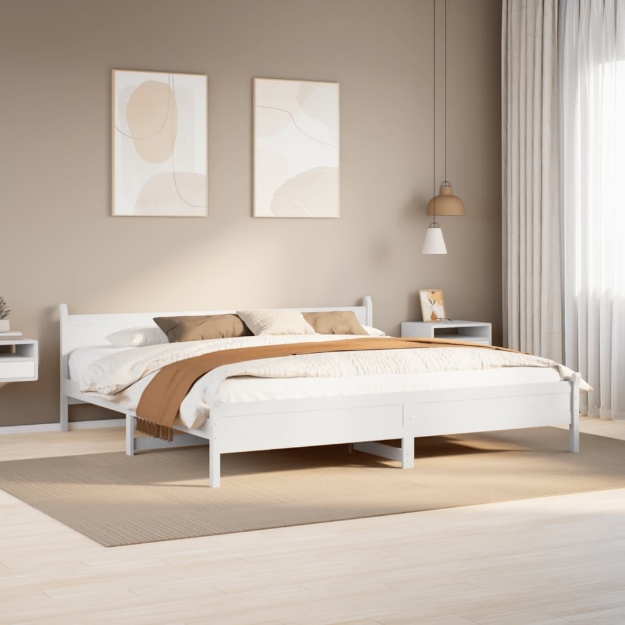 Letto senza Materasso Bianco 180x200 cm Legno Massello di Pino