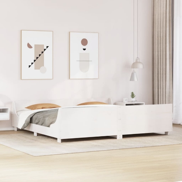 Letto senza Materasso Bianco 180x200 cm Legno Massello di Pino