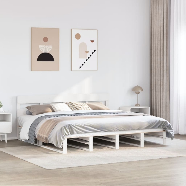 Letto senza Materasso Bianco 180x200 cm Legno Massello di Pino