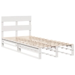 Letto senza Materasso Bianco 75x190 in Legno Massello di Pino