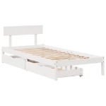 Letto senza Materasso Bianco 75x190 in Legno Massello di Pino