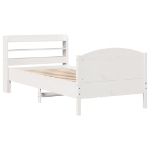 Letto senza Materasso Bianco 75x190 in Legno Massello di Pino