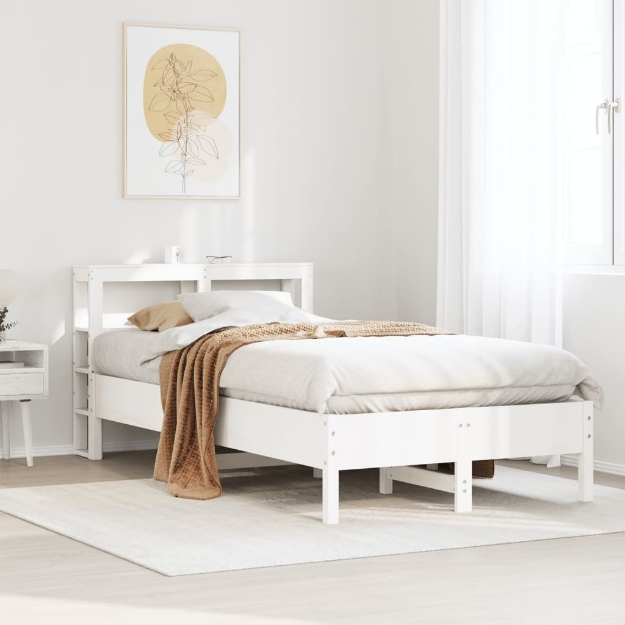 Letto senza Materasso Bianco 75x190 in Legno Massello di Pino