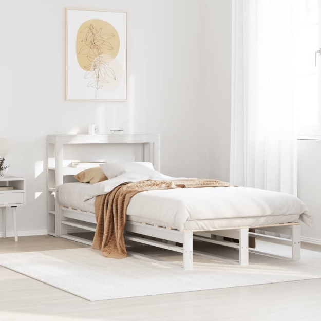 Letto senza Materasso Bianco 75x190 in Legno Massello di Pino