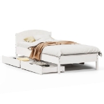 Letto senza Materasso Bianco 75x190 in Legno Massello di Pino