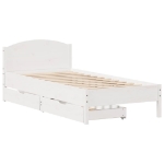 Letto senza Materasso Bianco 75x190 in Legno Massello di Pino