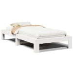 Letto senza Materasso Bianco 75x190 in Legno Massello di Pino