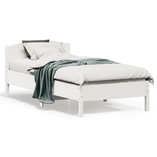 Letto senza Materasso Bianco 75x190 in Legno Massello di Pino