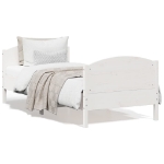 Letto senza Materasso Bianco 75x190 in Legno Massello di Pino