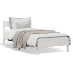 Letto senza Materasso Bianco 75x190 in Legno Massello di Pino