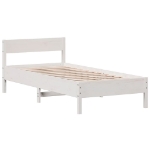 Letto senza Materasso Bianco 75x190 in Legno Massello di Pino