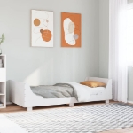 Letto senza Materasso Bianco 75x190 in Legno Massello di Pino