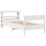 Letto senza Materasso Bianco 75x190 in Legno Massello di Pino