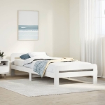 Letto senza Materasso Bianco 75x190 in Legno Massello di Pino