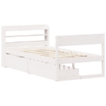 Letto senza Materasso Bianco 75x190 in Legno Massello di Pino