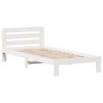 Letto senza Materasso Bianco 75x190 in Legno Massello di Pino