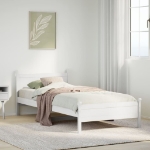 Letto senza Materasso Bianco 75x190 in Legno Massello di Pino