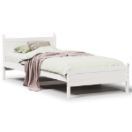 Letto senza Materasso Bianco 75x190 in Legno Massello di Pino