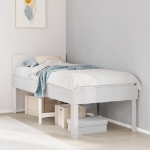 Letto senza Materasso Bianco 75x190 in Legno Massello di Pino