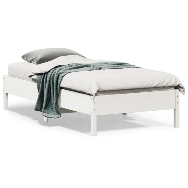 Letto senza Materasso Bianco 75x190 in Legno Massello di Pino