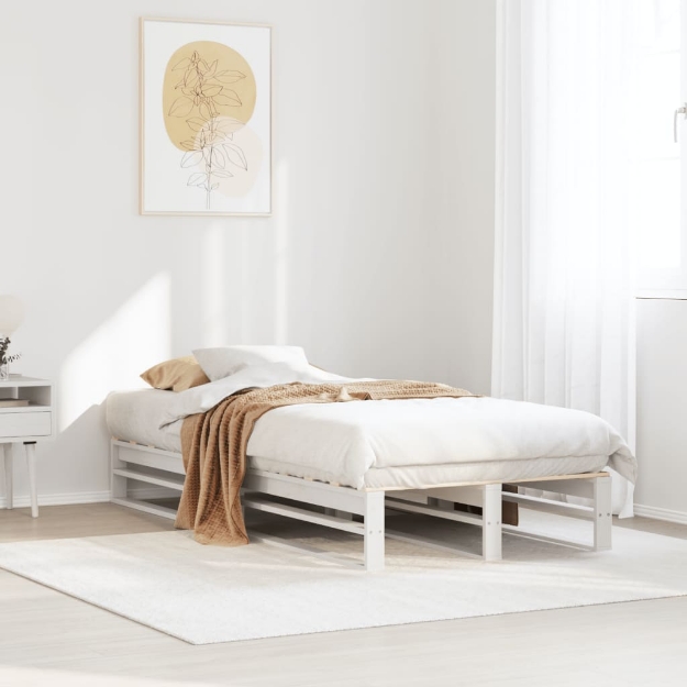 Letto senza Materasso Bianco 75x190 in Legno Massello di Pino