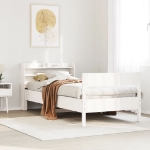 Letto senza Materasso Bianco 75x190 in Legno Massello di Pino