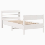 Letto senza Materasso Bianco 75x190 in Legno Massello di Pino