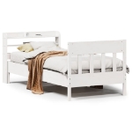 Letto senza Materasso Bianco 75x190 in Legno Massello di Pino