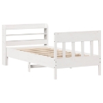 Letto senza Materasso Bianco 75x190 in Legno Massello di Pino